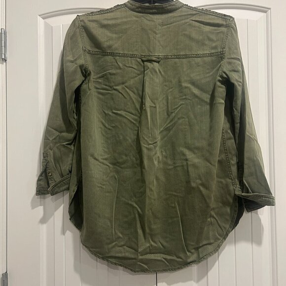 Anthropologie Olive Green Denim Button Down Shirt/Jacket Women’s Size 0 - Picture 8 of 13
